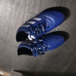 Adidas blue soccer cleats, size 6